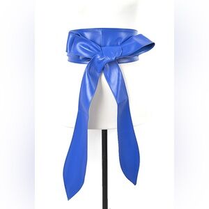 Blue Vegan Leather Obi Statement Belt
